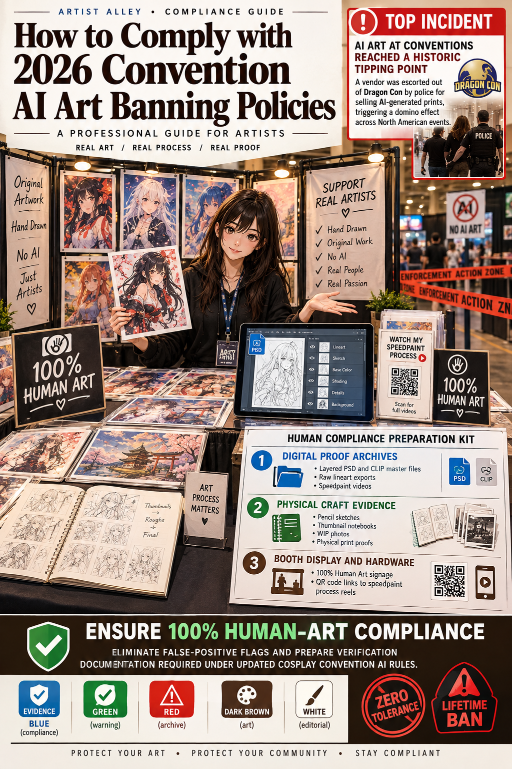 How to Comply with 2026 Convention AI Art Banning Policies in Artist Alley