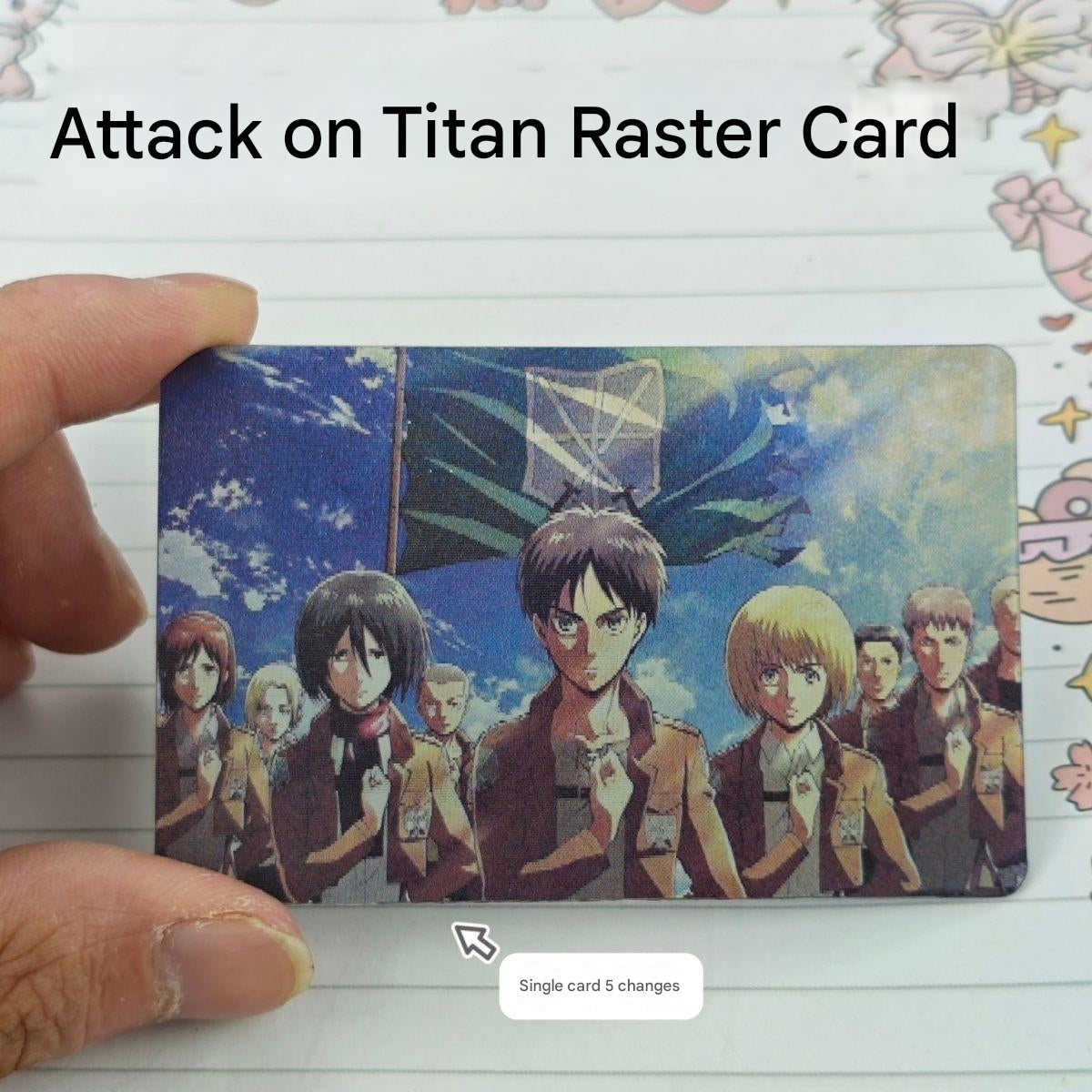 Attack on Titan 進撃の巨人 Levi and Eren and Mikasa Single card with 5 transformations + transparent storage box Peripheral toys