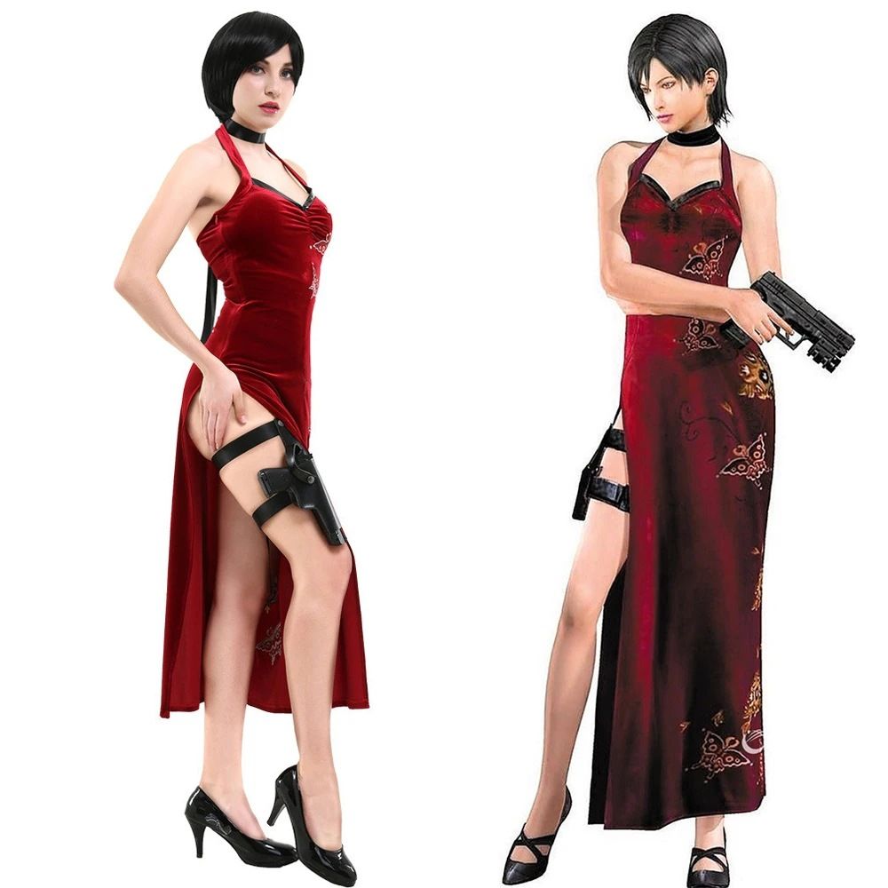 Resident Evil Cosplay Costume Ada Wong Slit Cheongsam Costume