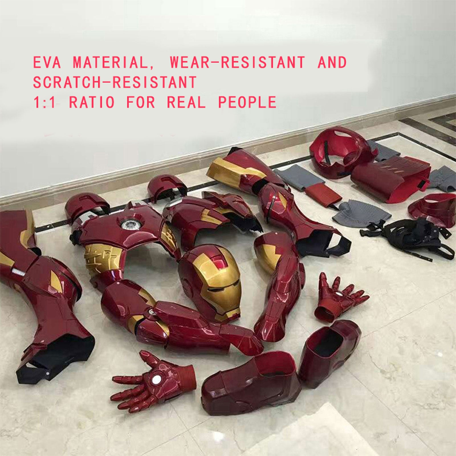 Armored Tech Hero Cosplay Costume - Red Gold Powered Suit Outfit