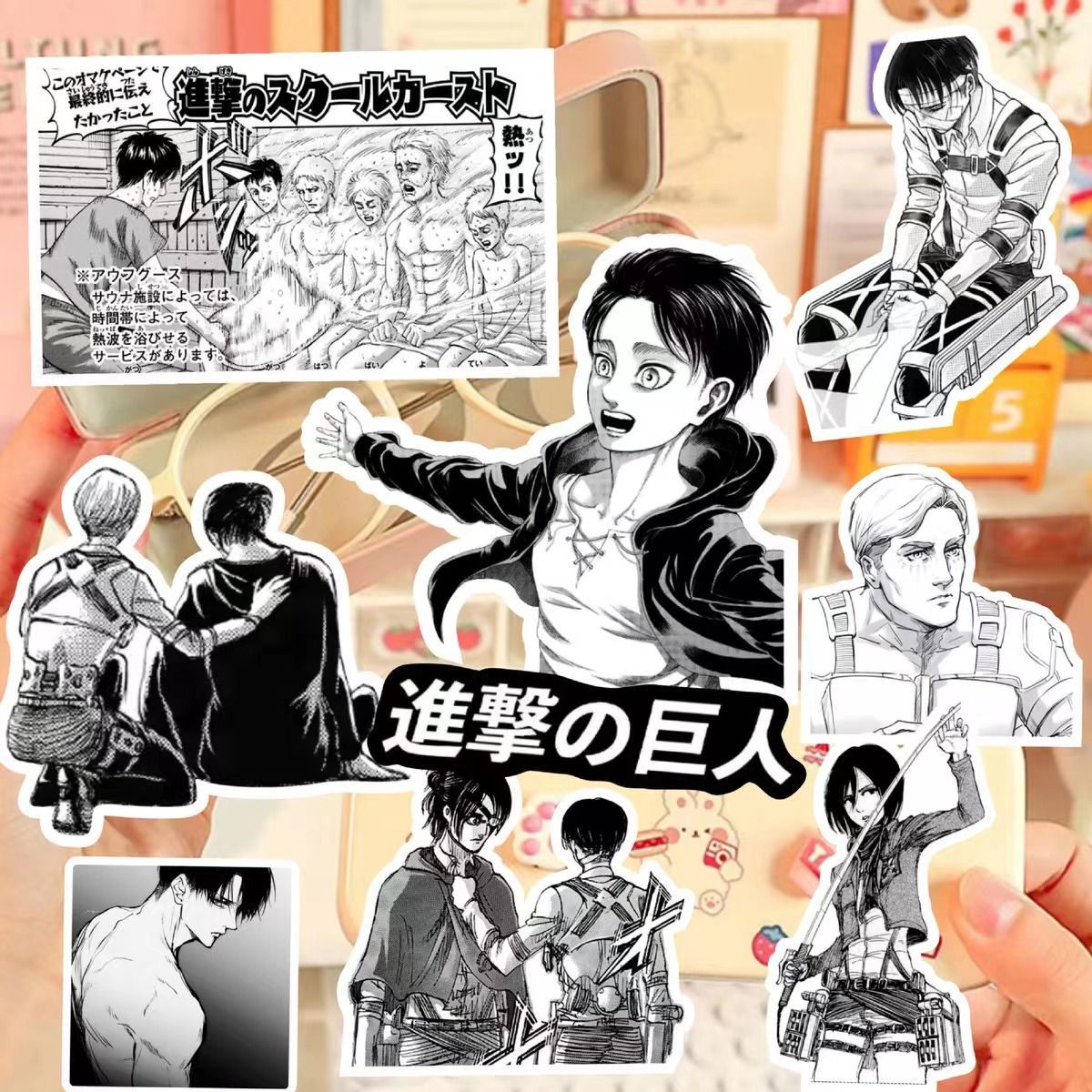 Attack on Titan Stickers Set - 60 Premium Anime Stickers with Storage Box