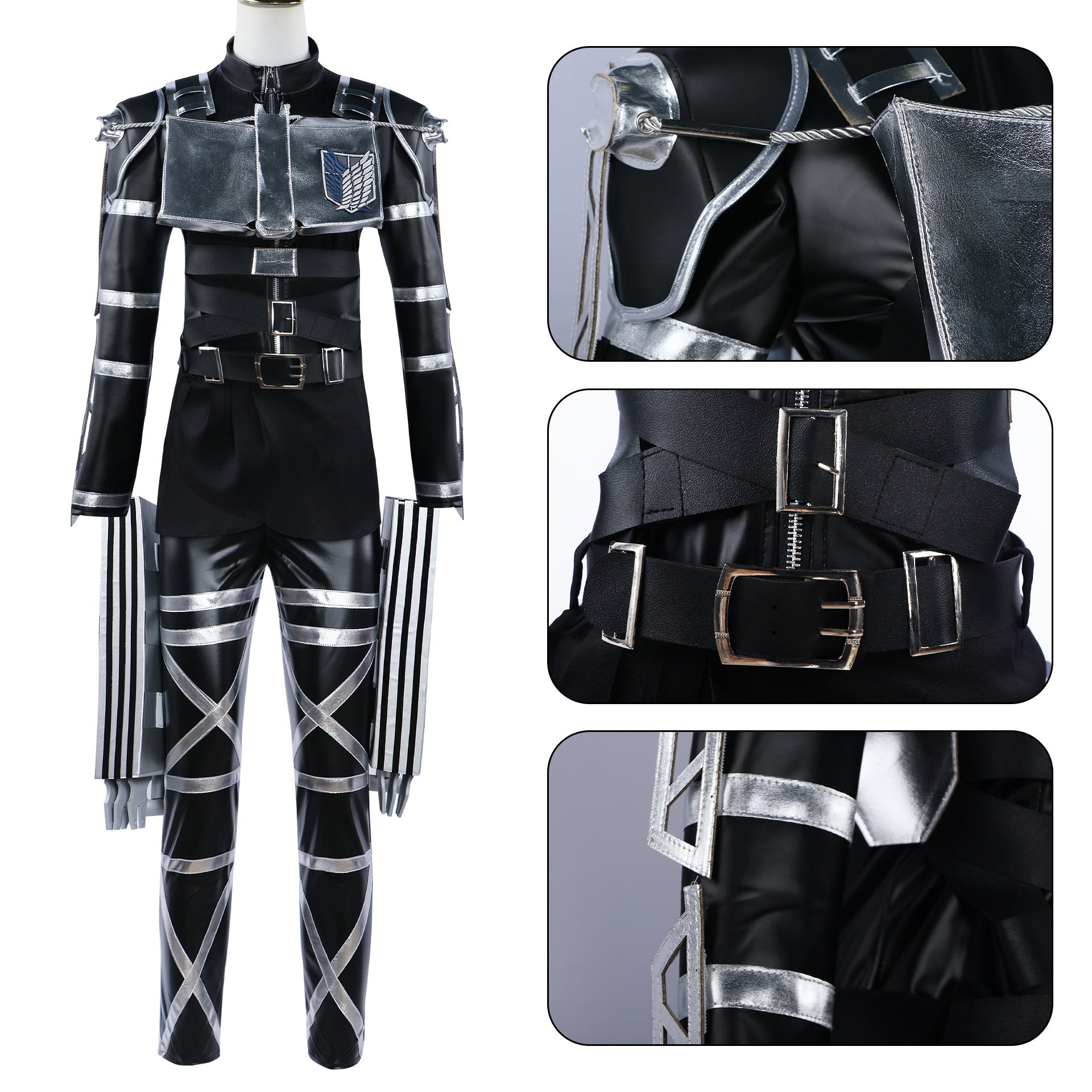Eren Yeager Style Costume Leather Jacket Survey Corps Cosplay Outfit