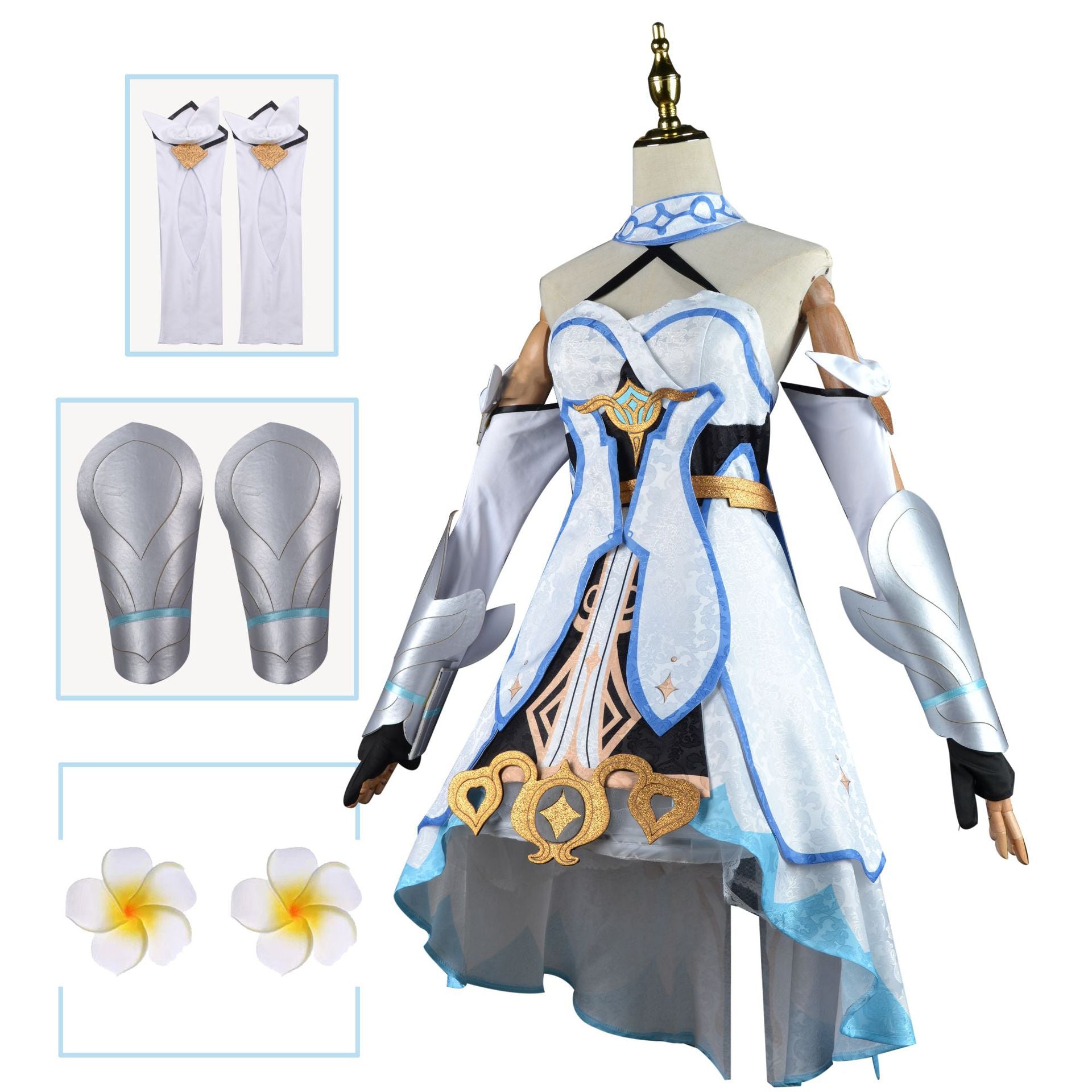 Dimensional Traveler Lumine Cosplay Costume - White Dress Adventurer | Gaming Cosplay