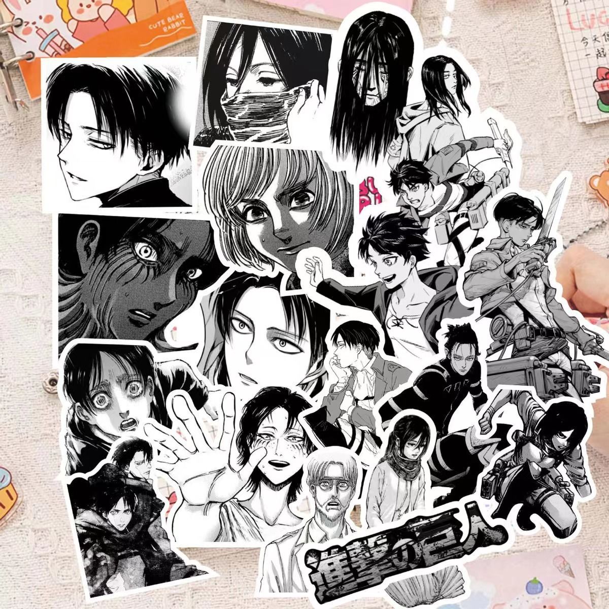 Attack on Titan Stickers Set - 60 Premium Anime Stickers with Storage Box