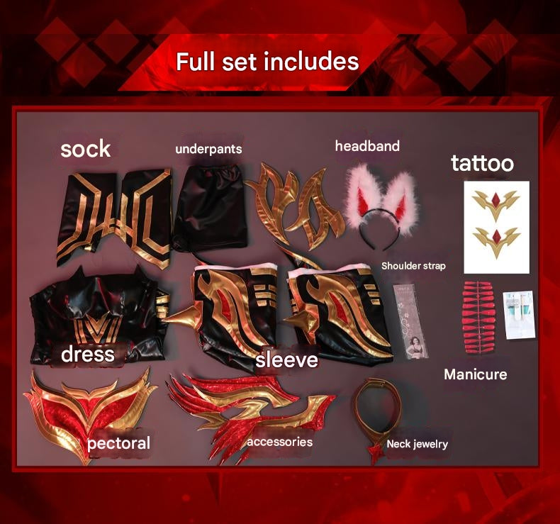 Immortal Nine-Tailed Fox Ahri Cosplay Costume - Legendary Ethereal Mage Outfit