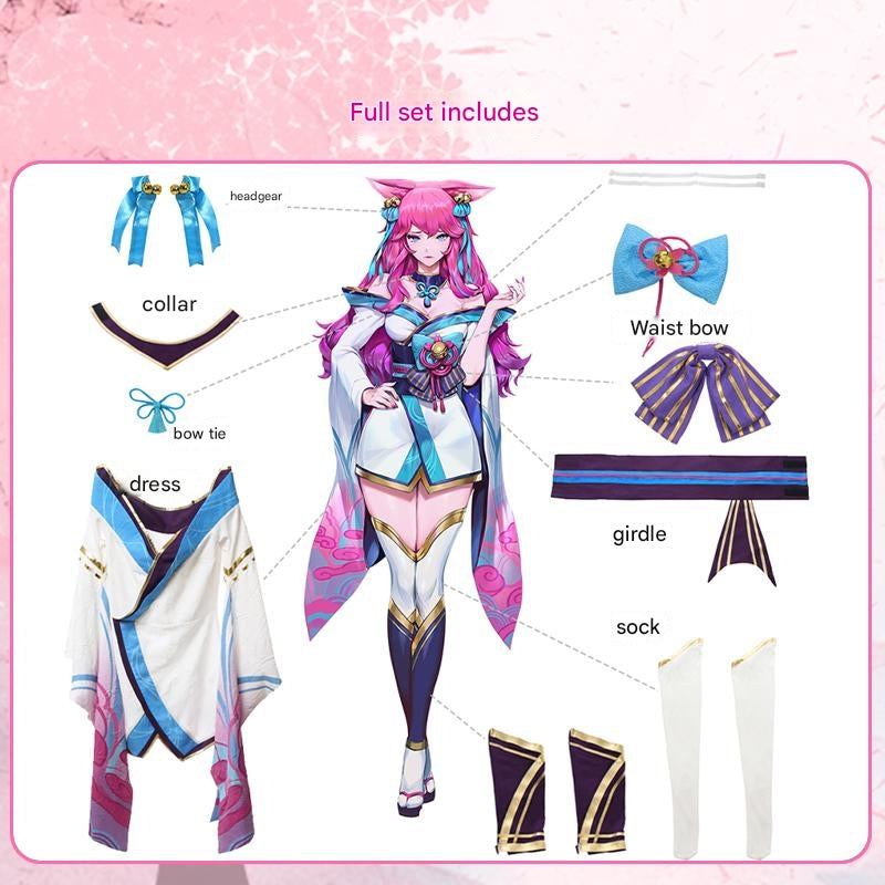Nine-Tailed Fox Soul Lotus Theme Cosplay Costume - Elegant Mage Character Outfit