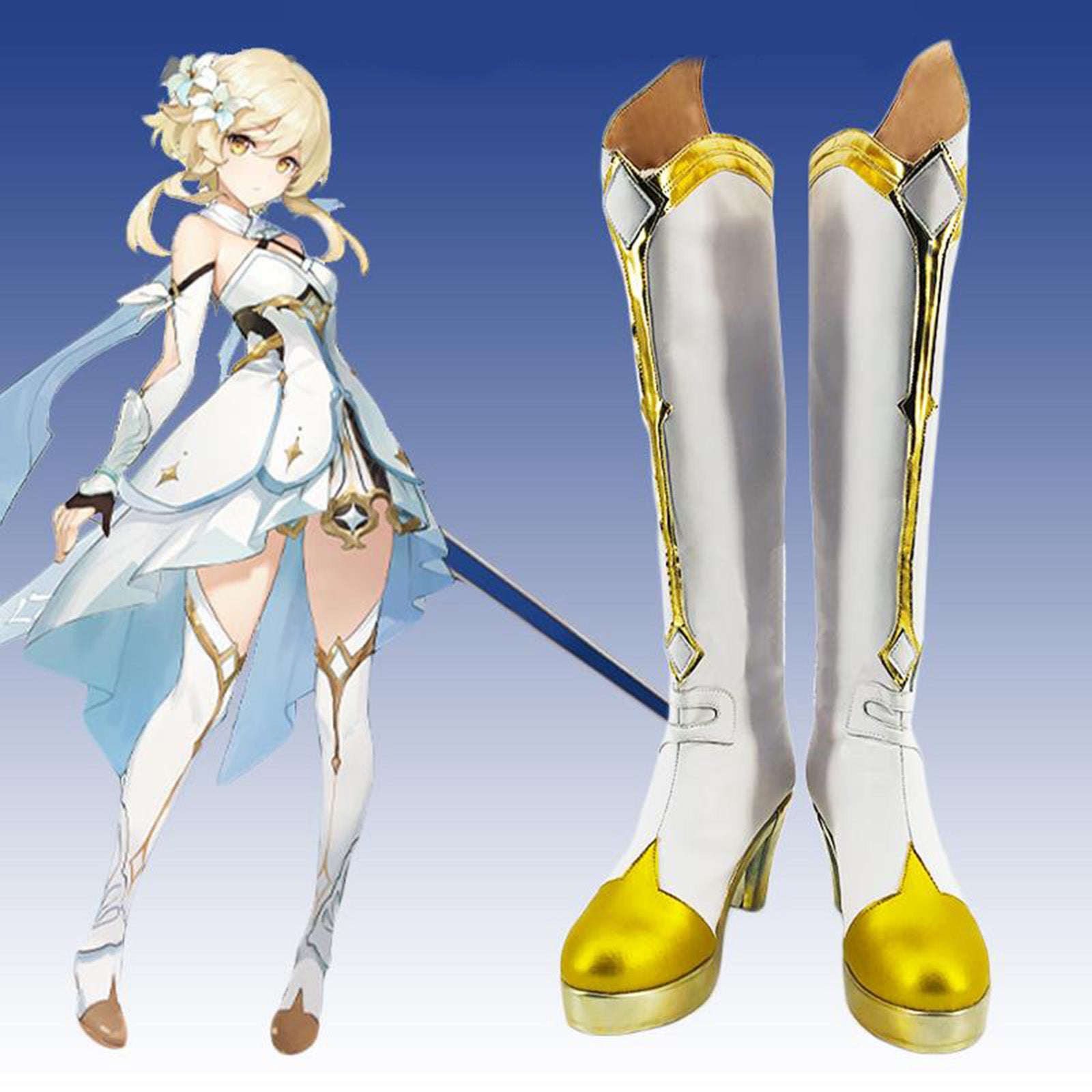 Dimensional Traveler Lumine Cosplay Costume - White Dress Adventurer | Gaming Cosplay