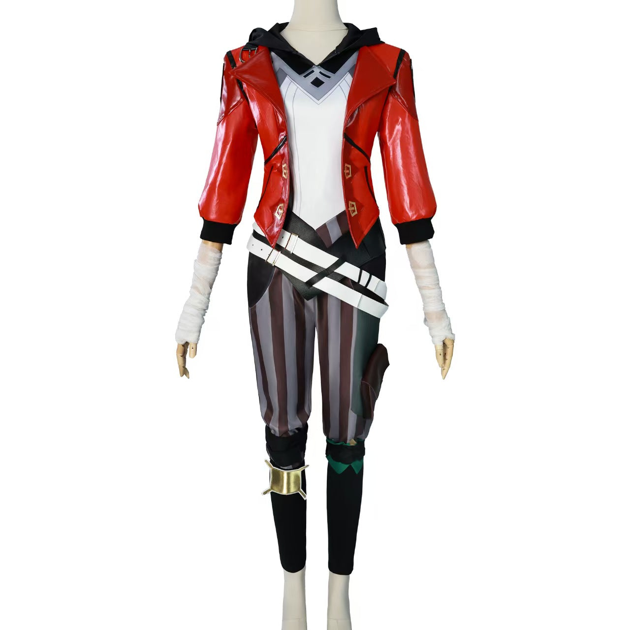 Pink Hair Enforcer Girl Vi Cosplay Costume - Complete Outfit with Gauntlets