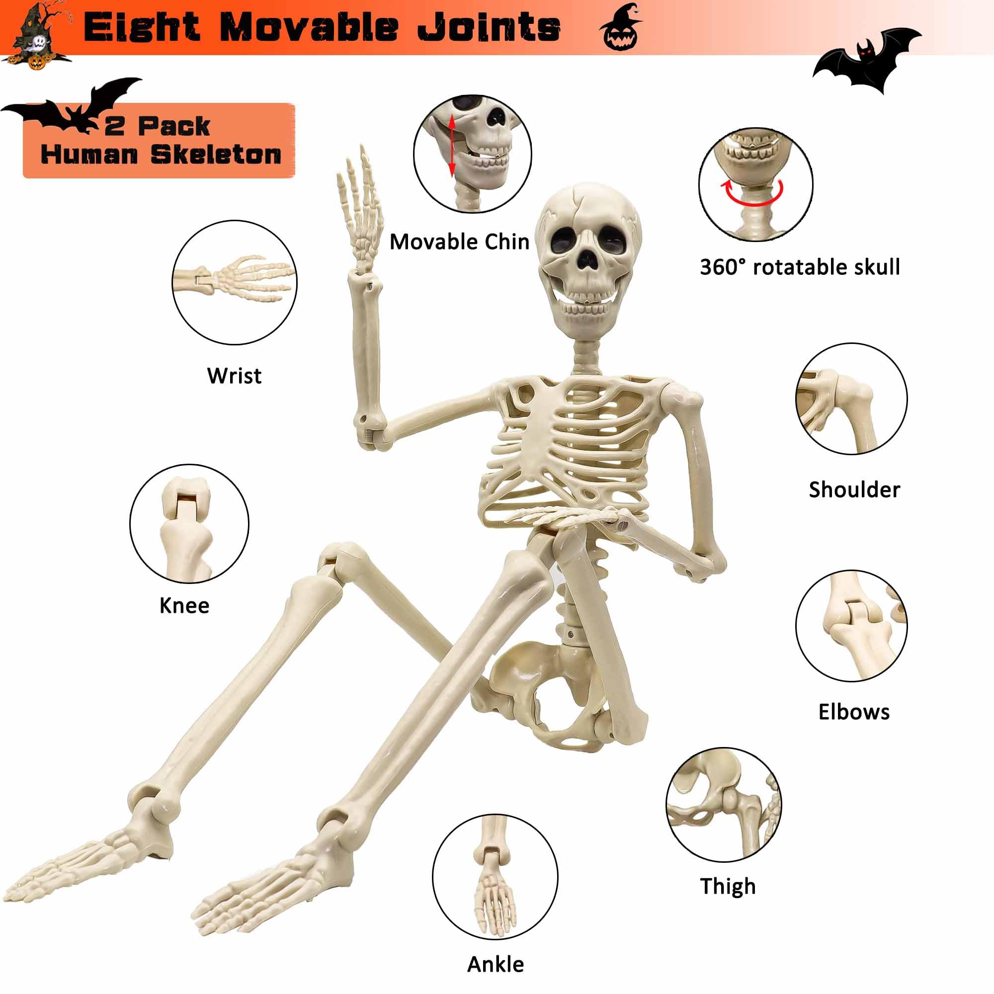 2-Pack 36-Inch Halloween Skeletons