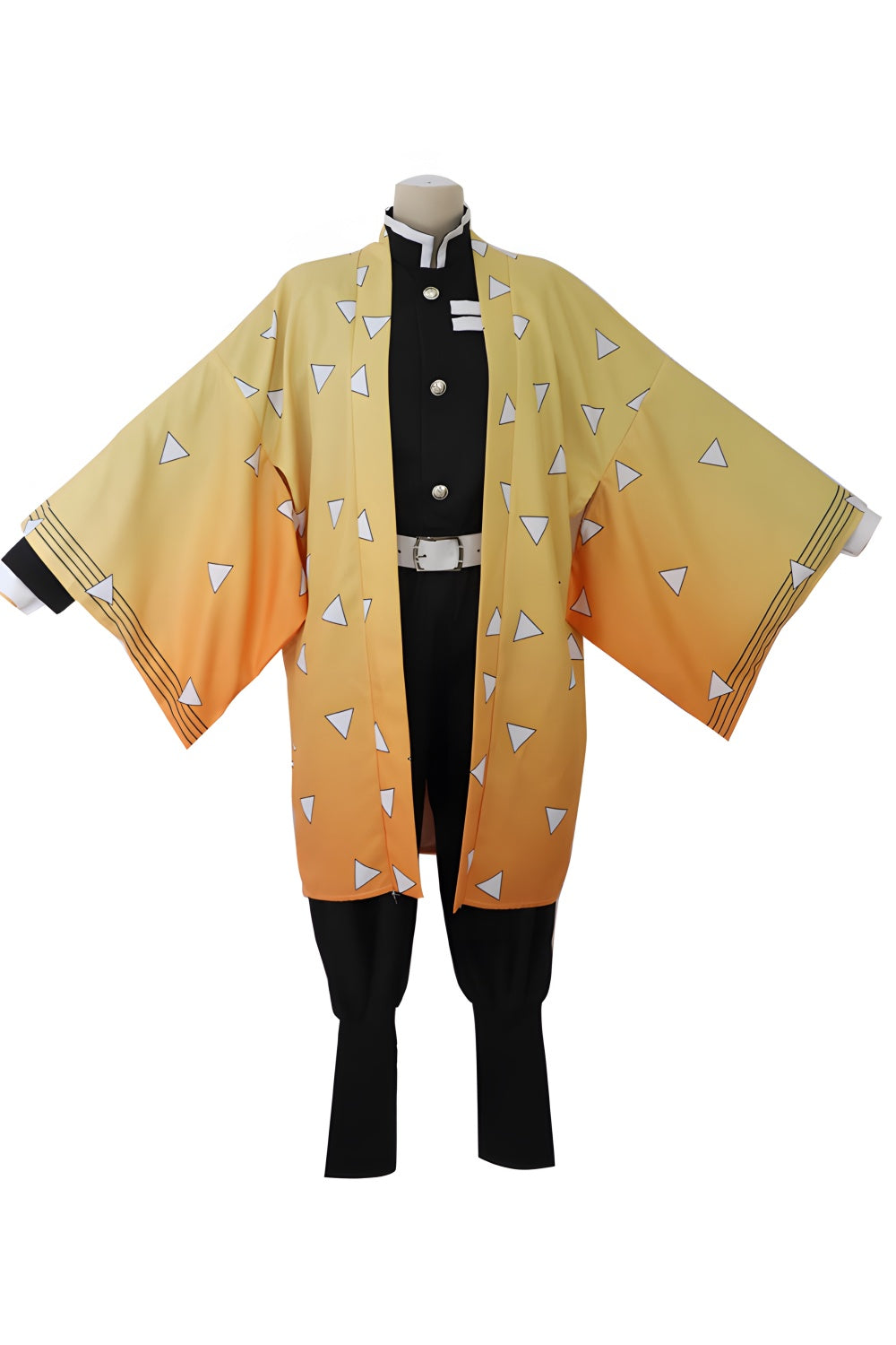 Thunder Breathing Swordsman Agatsuma Zenitsu Cosplay Costume - Yellow Haori Demon Hunter Outfit