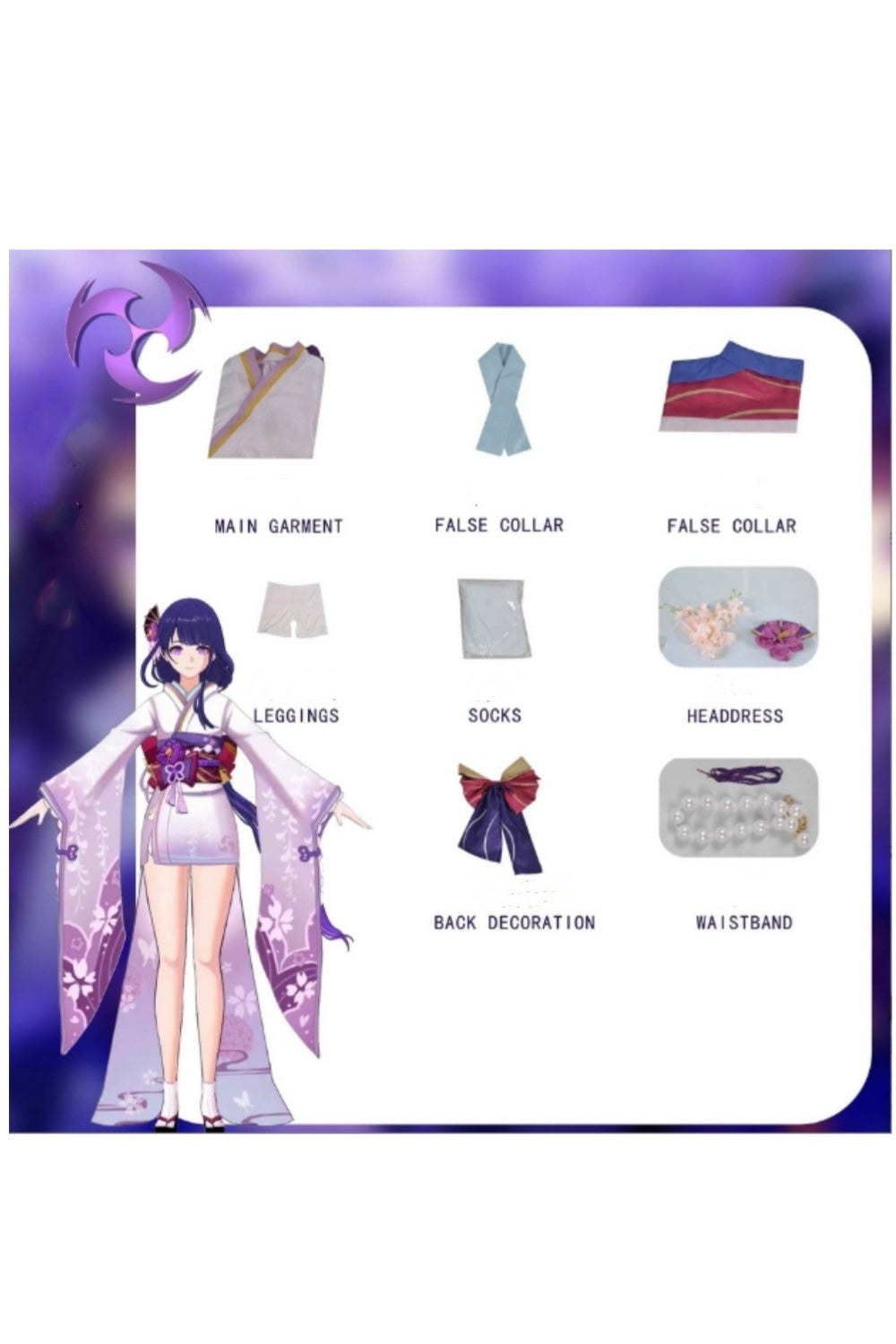 Electro Archon Shogun Cosplay Costume - Inazuma Purple Kimono Outfit