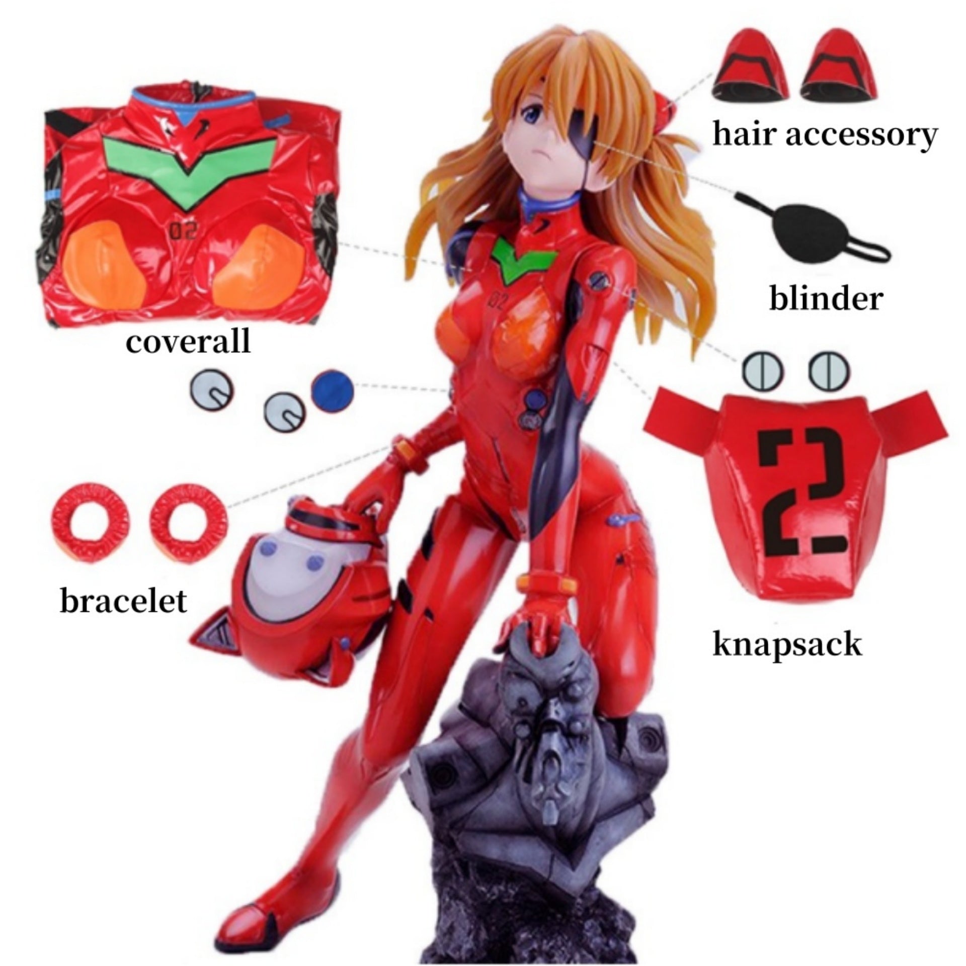 EVA Cosplay Costume 新世紀エヴァンゲリオン Asuka Langley Soryu Costume 惣流・アスカ・ラングレー Cospaly