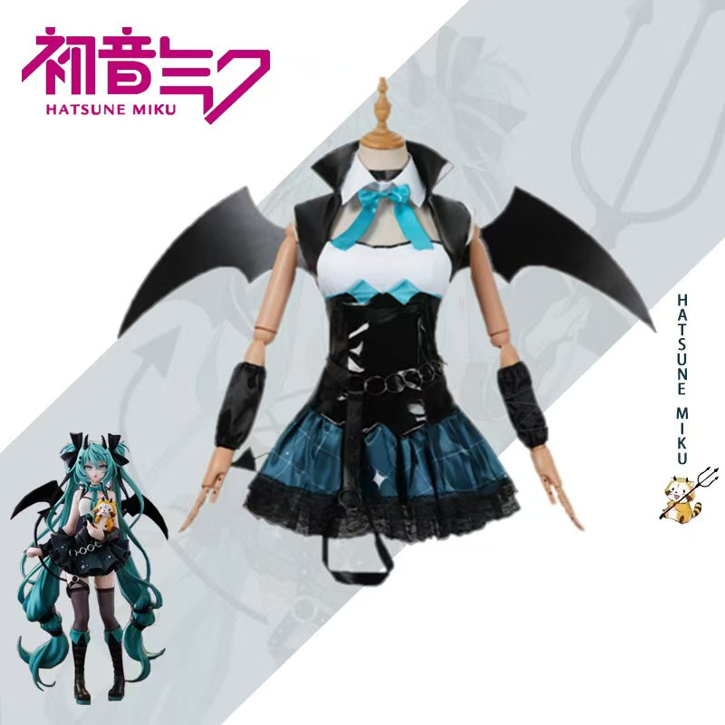 Teal Twin Miku Tails Raccoon Girl Cosplay Costume - Animal Themed Outfit