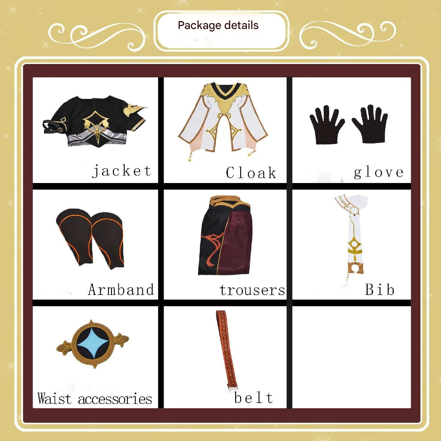 Dimensional Traveler Male Cosplay Costume - Gold Adventurer Outfit