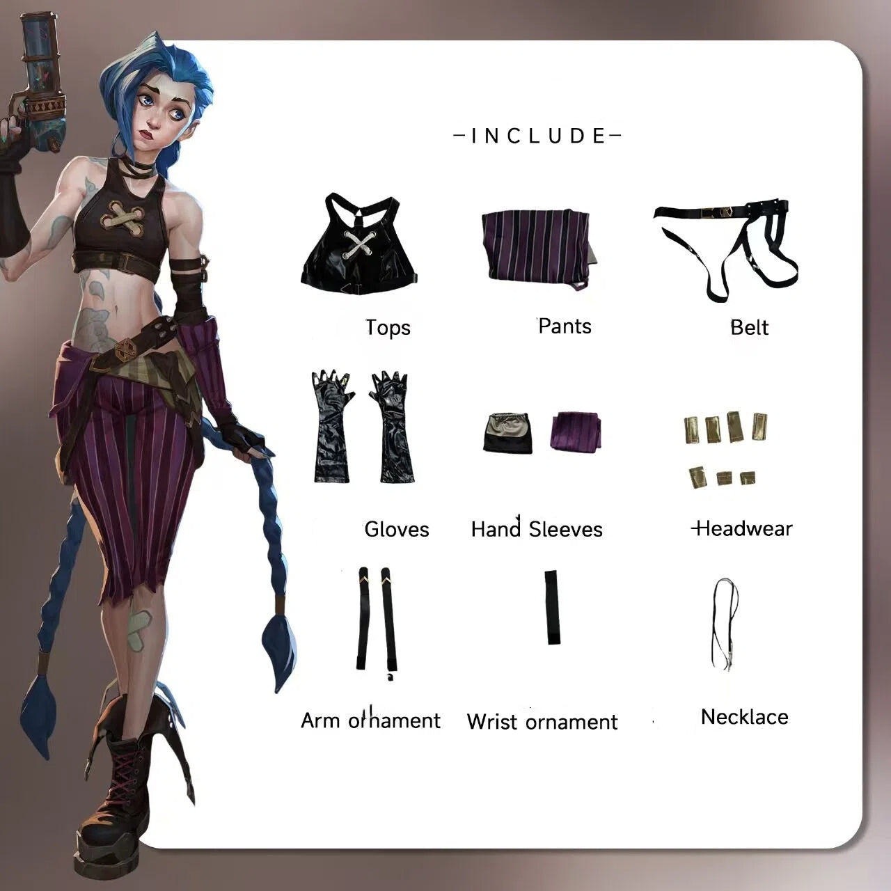 Punk Style Harley Jinx Girl Jinx Cosplay Costume - Complete Outfit Set for Women