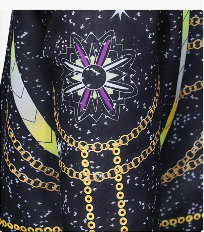 Pop Idol Stage Costume for Kids Ages 3-12 - Black Printed Performance Outfit