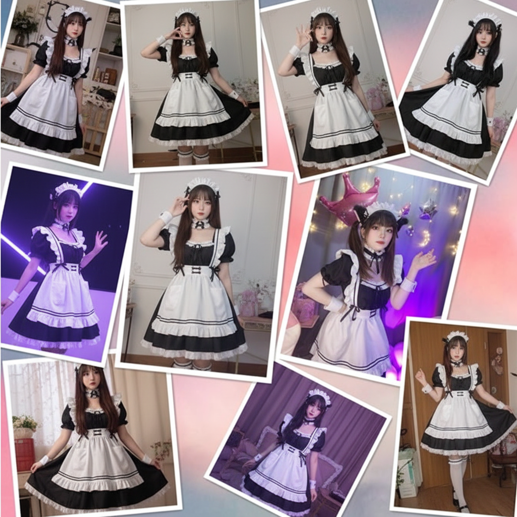Maid Cosplay Costume Collage
