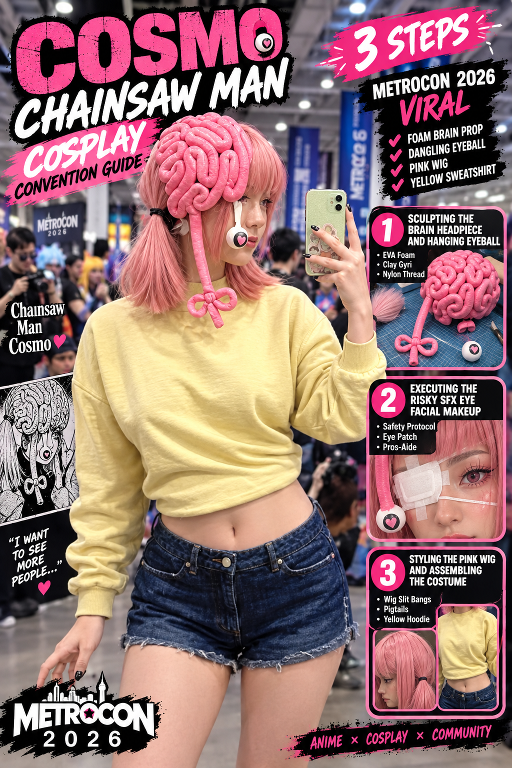 How to Complete a Convention-Ready Cosmo Cosplay from Chainsaw Man in 3 Steps