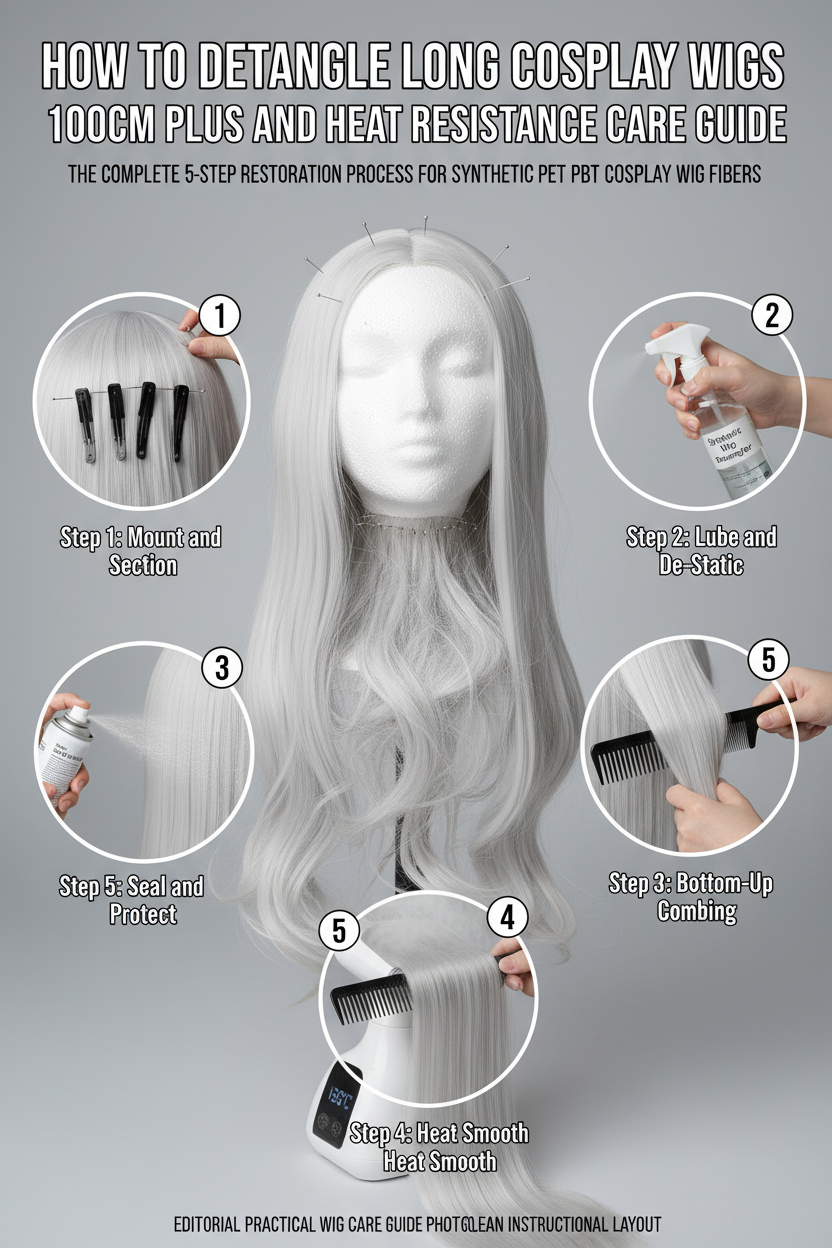 How to Detangle Long Cosplay Wigs (100cm+): Anti-Static & Heat-Resistance Care Guide