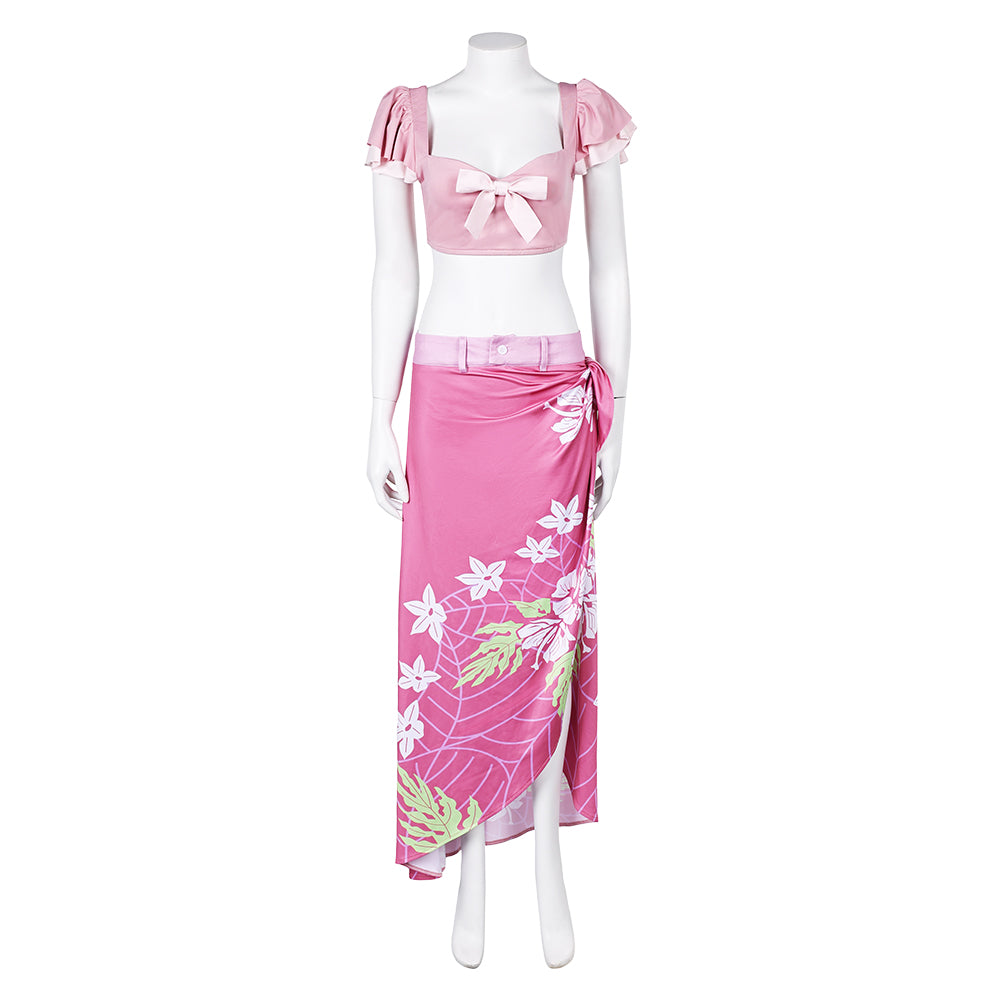 Final Fantasy Cosplay Costume  Aerith Printed Sun-Proof Beach Dress Costume Cosplay