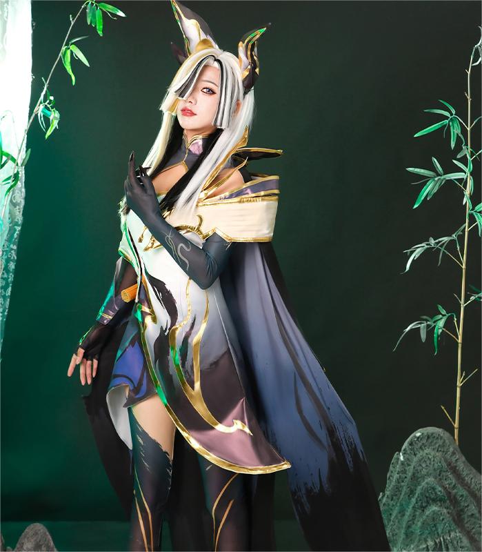 Ink Blossom Rebel Feather Dancer Cosplay Costume - Chinese Painting Inspired Outfit