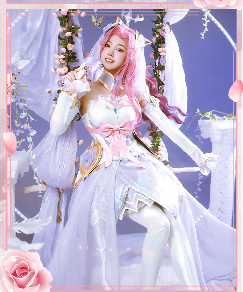 Crystal Rose Songstress Cosplay Costume - Pink Elegant Mage Outfit