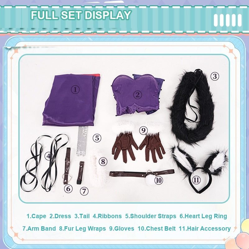 Date A Live Style Costume Cosplay Tokisaki Kurumi Wolf-Girl Outfit Cosplay  Costume