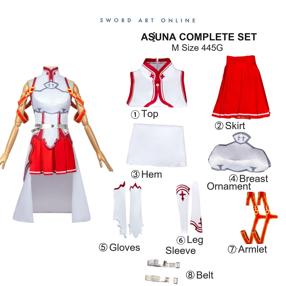 Sword Art Online Style Costume Cosplay Asuna Cosplay  Costume