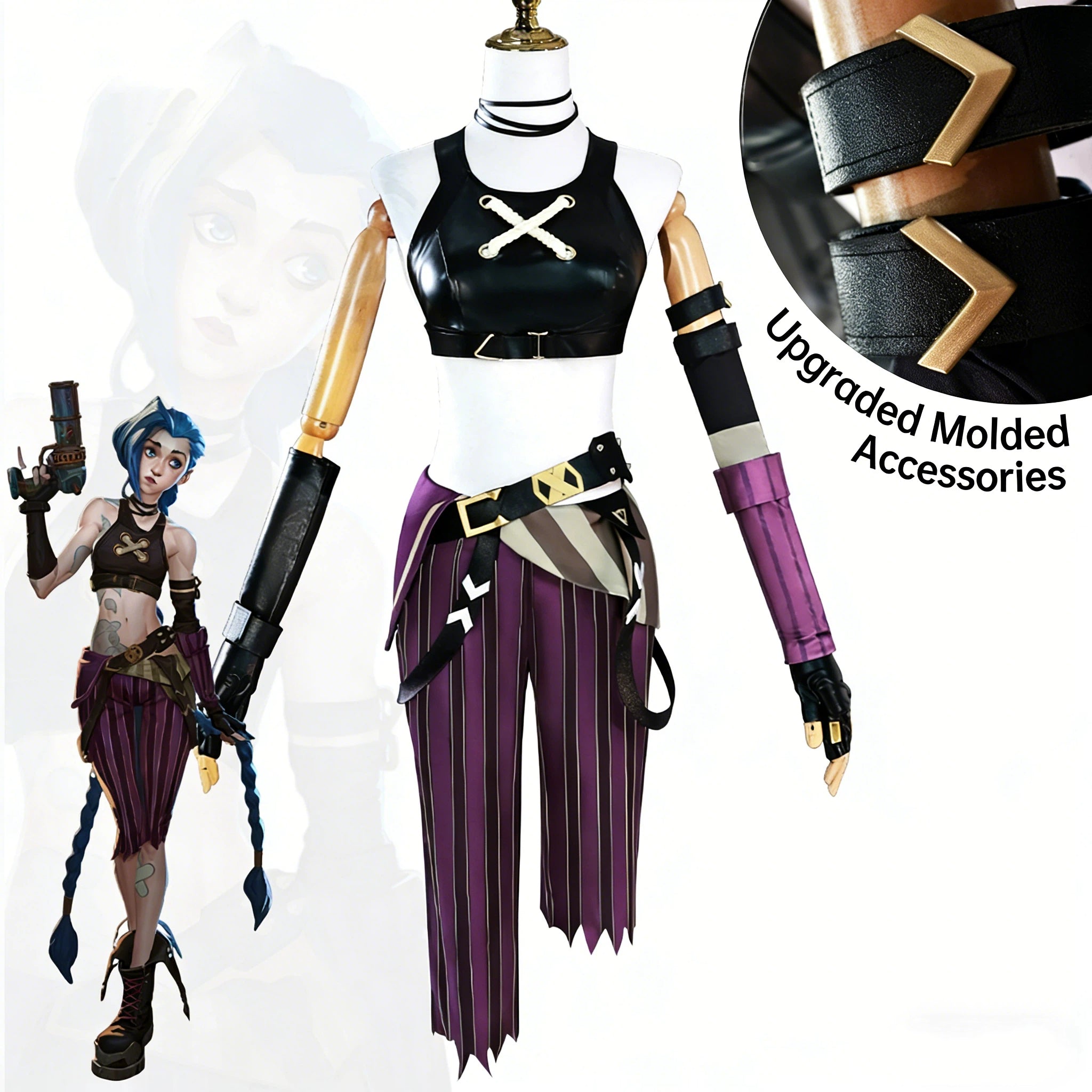 Punk Style Harley Jinx Girl Jinx Cosplay Costume - Complete Outfit Set for Women
