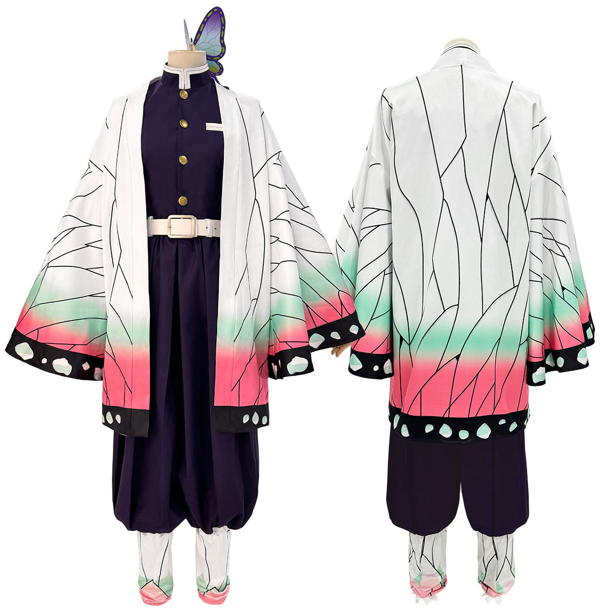 Insect Breathing Pillar Cosplay Costume - Purple Butterfly Haori Demon Hunter Outfit