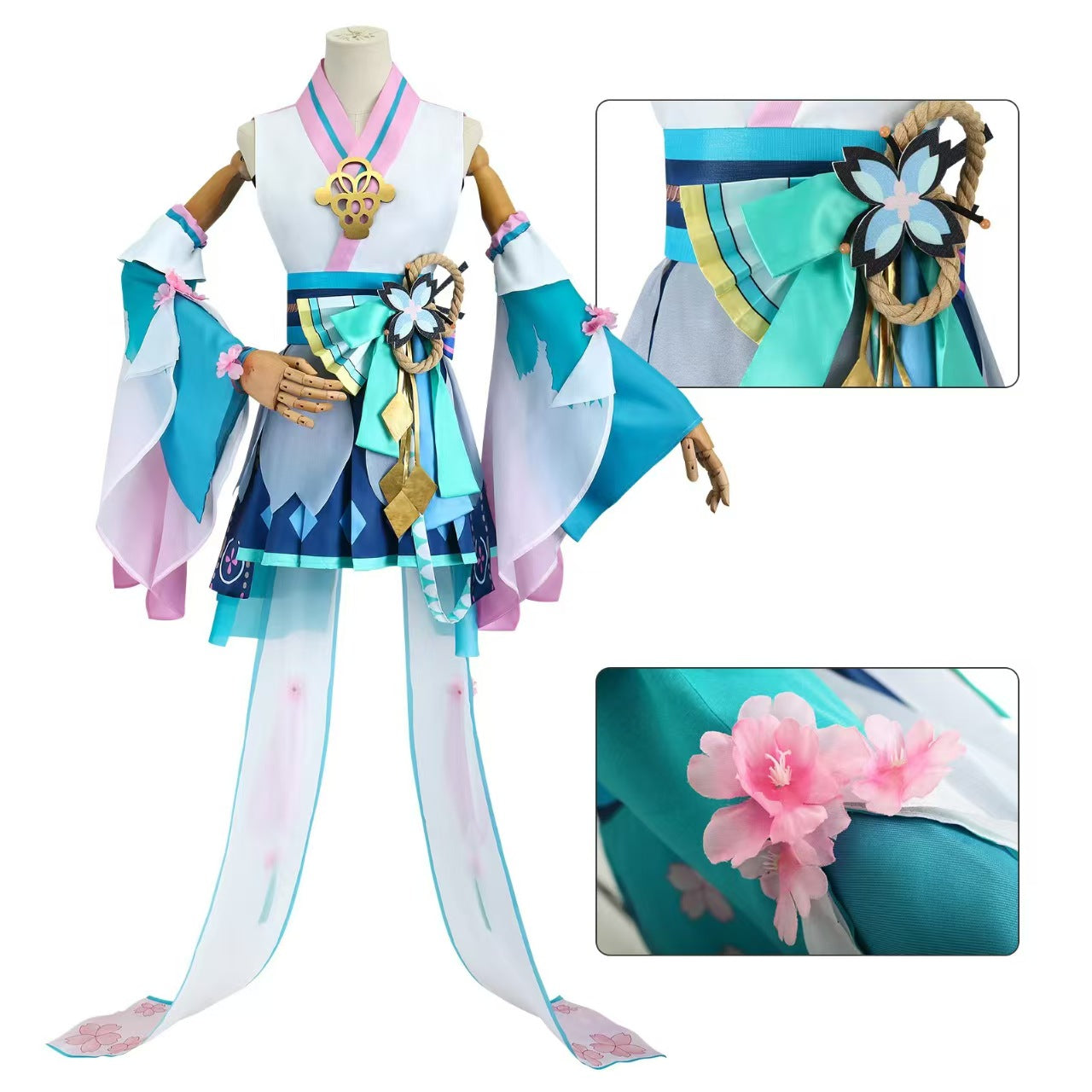 Teal Twin Tails Miku Spirit Master Cosplay Costume - Japanese Yokai Themed Outfit
