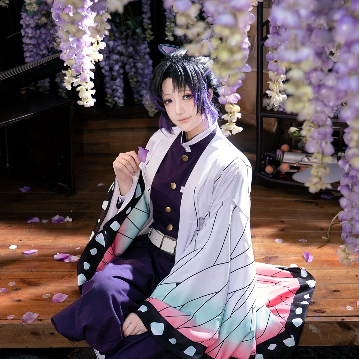 Insect Breathing Pillar Cosplay Costume - Purple Butterfly Haori Demon Hunter Outfit