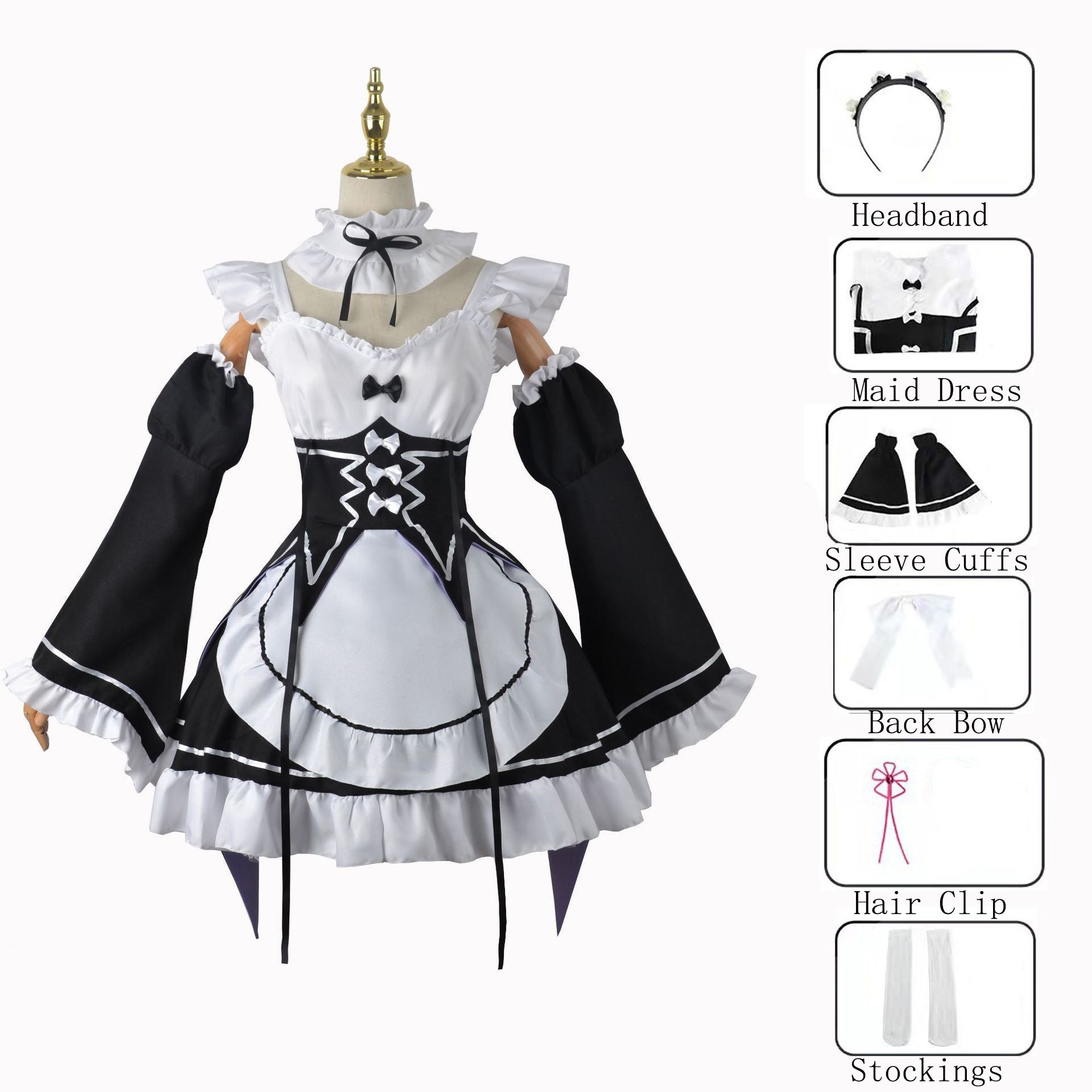 Ri:Zero kara Hajimeru Isekai Style Cosplay Costume Rem Cosplay Costume