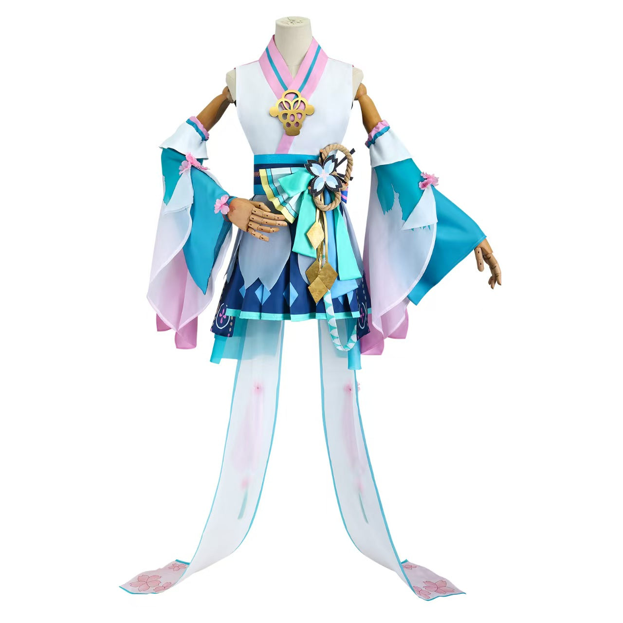 Teal Twin Tails Miku Spirit Master Cosplay Costume - Japanese Yokai Themed Outfit