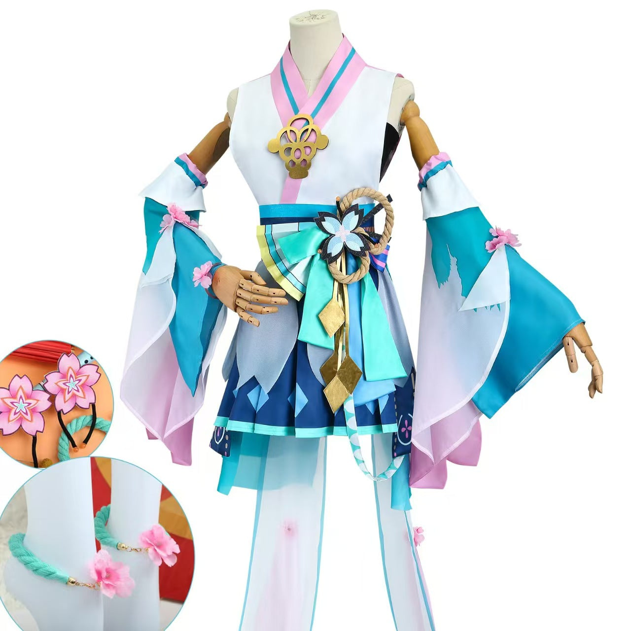 Teal Twin Tails Miku Spirit Master Cosplay Costume - Japanese Yokai Themed Outfit