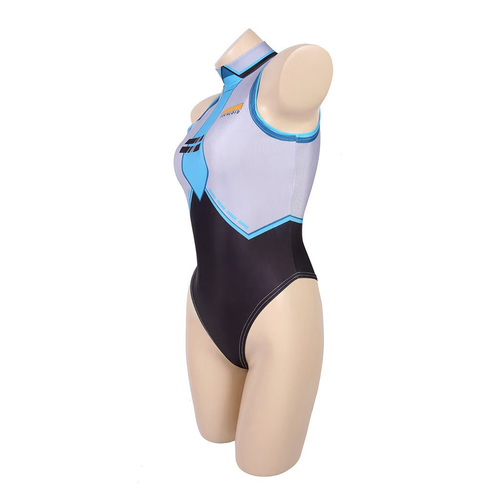 Teal Twin Miku Tails Swimsuit Cosplay Costume - Beach Idol Outfit