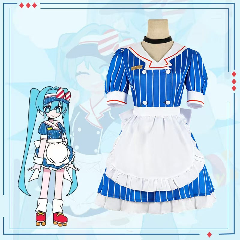 Teal Twin Tails Miku Hypnotist Girl Cosplay Costume - Stage Performer Outfit