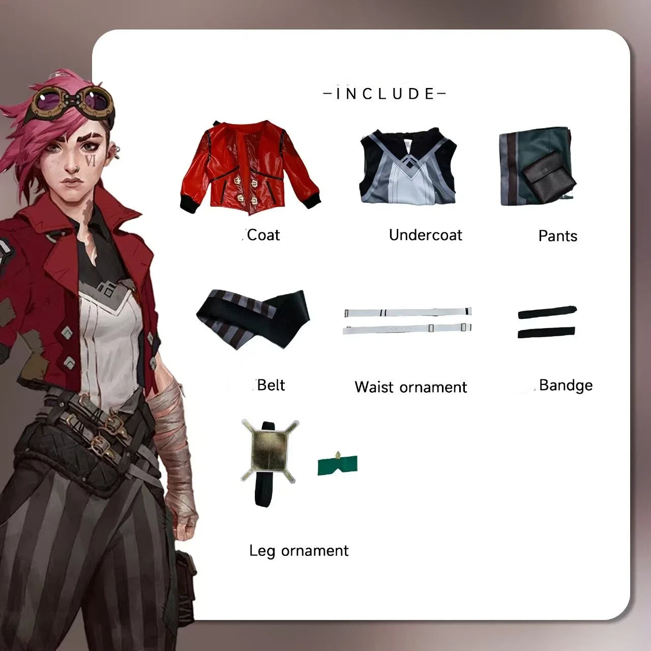 Pink Hair Enforcer Girl Vi Cosplay Costume - Complete Outfit with Gauntlets