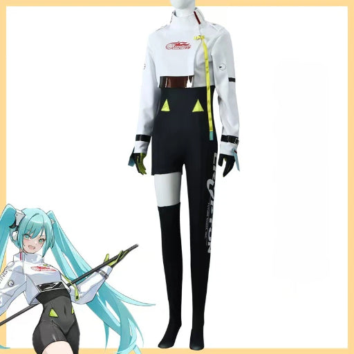 Teal Twin Miku Tails Racing Suit Cosplay Costume - Motorsport Driver Outfit