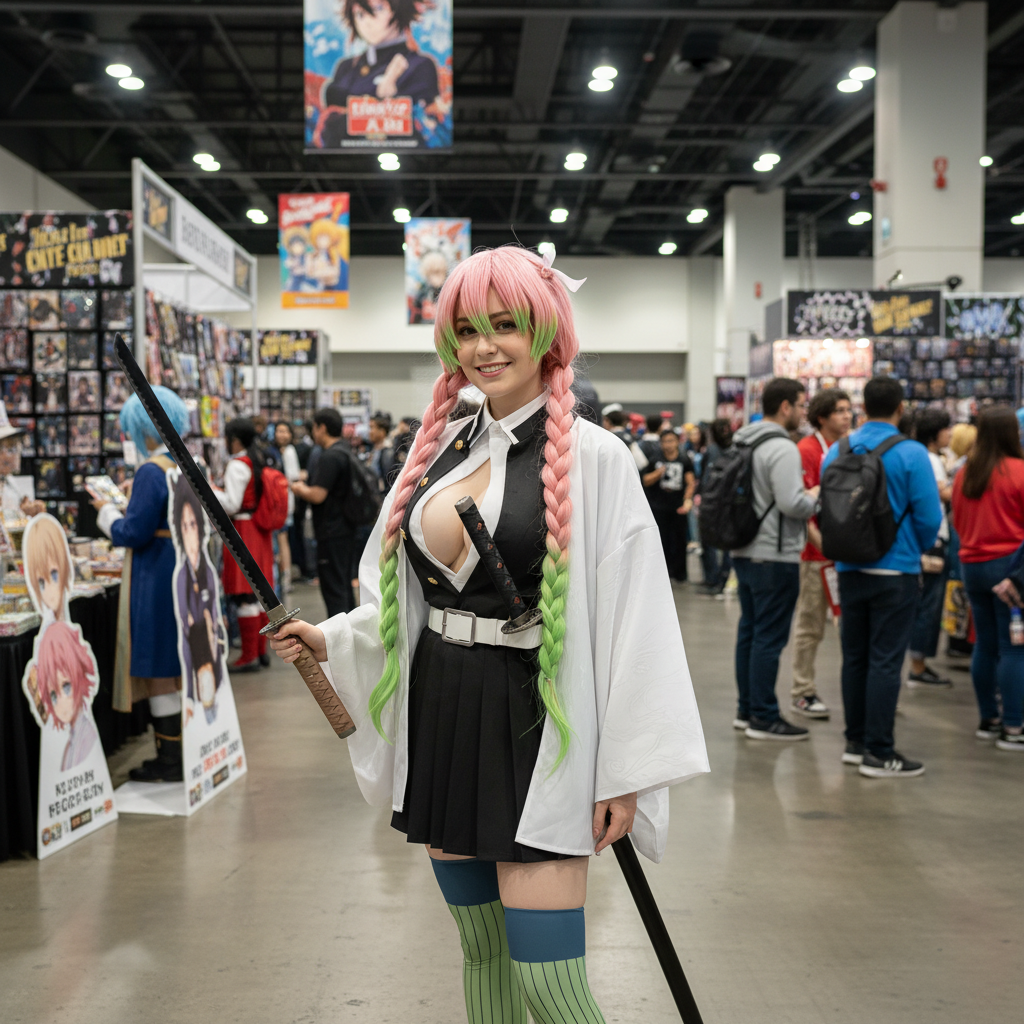 鬼灭之刃甘露寺蜜璃服装漫展照片