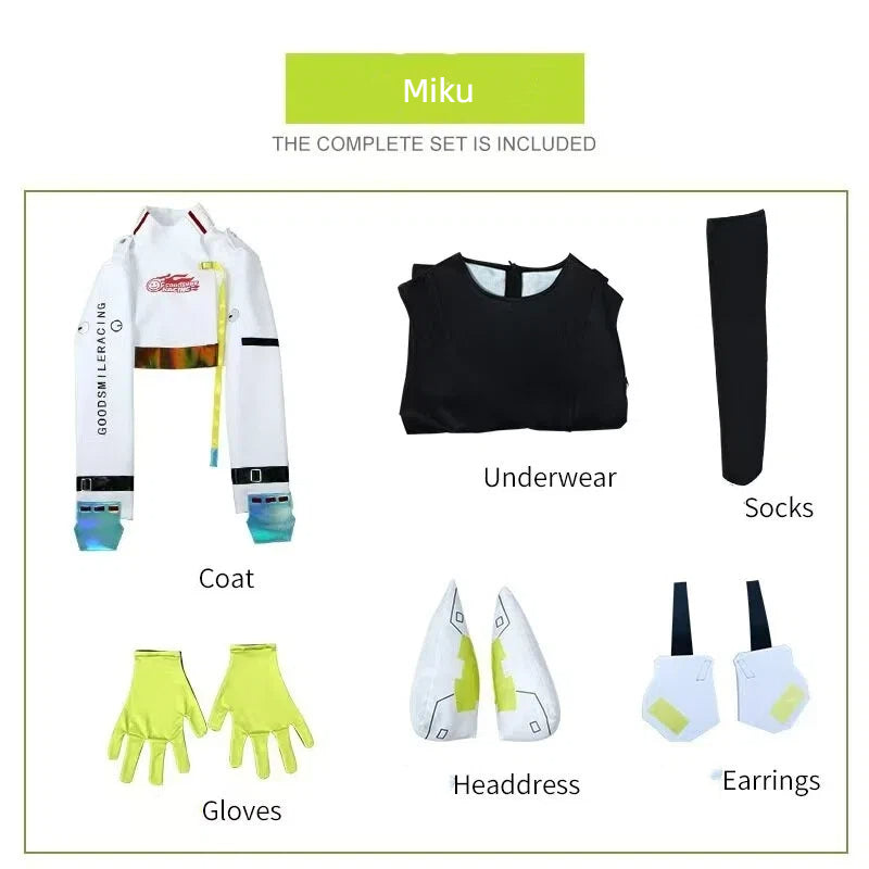 Teal Twin Miku Tails Racing Suit Cosplay Costume - Motorsport Driver Outfit