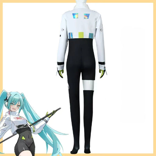 Teal Twin Miku Tails Racing Suit Cosplay Costume - Motorsport Driver Outfit
