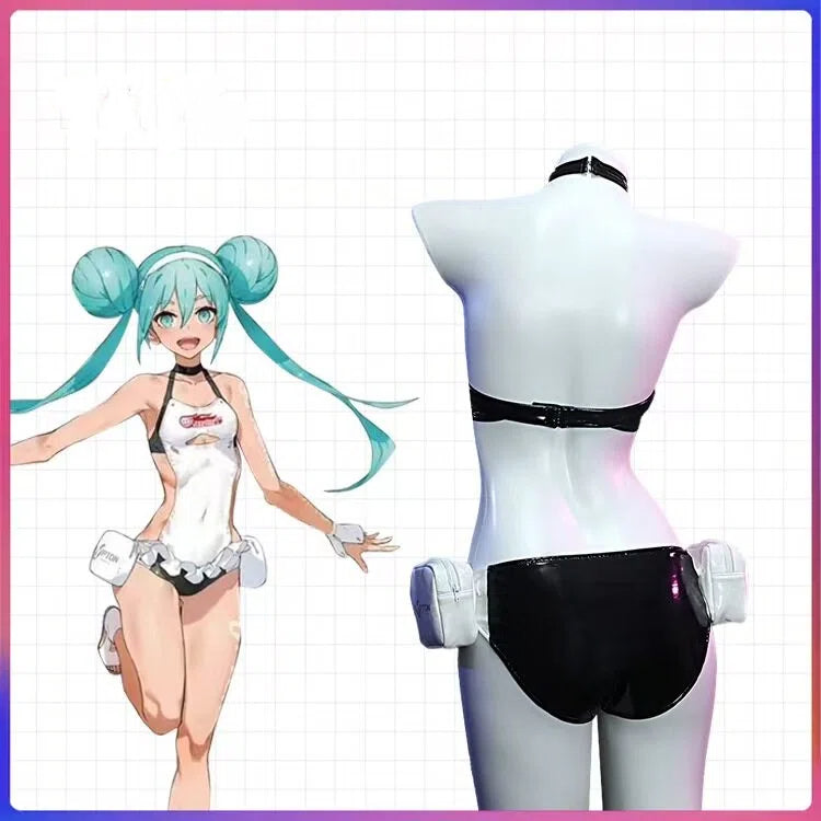 Teal Twin Miku Tails Racing Suit Cosplay Costume - Motorsport Driver Outfit