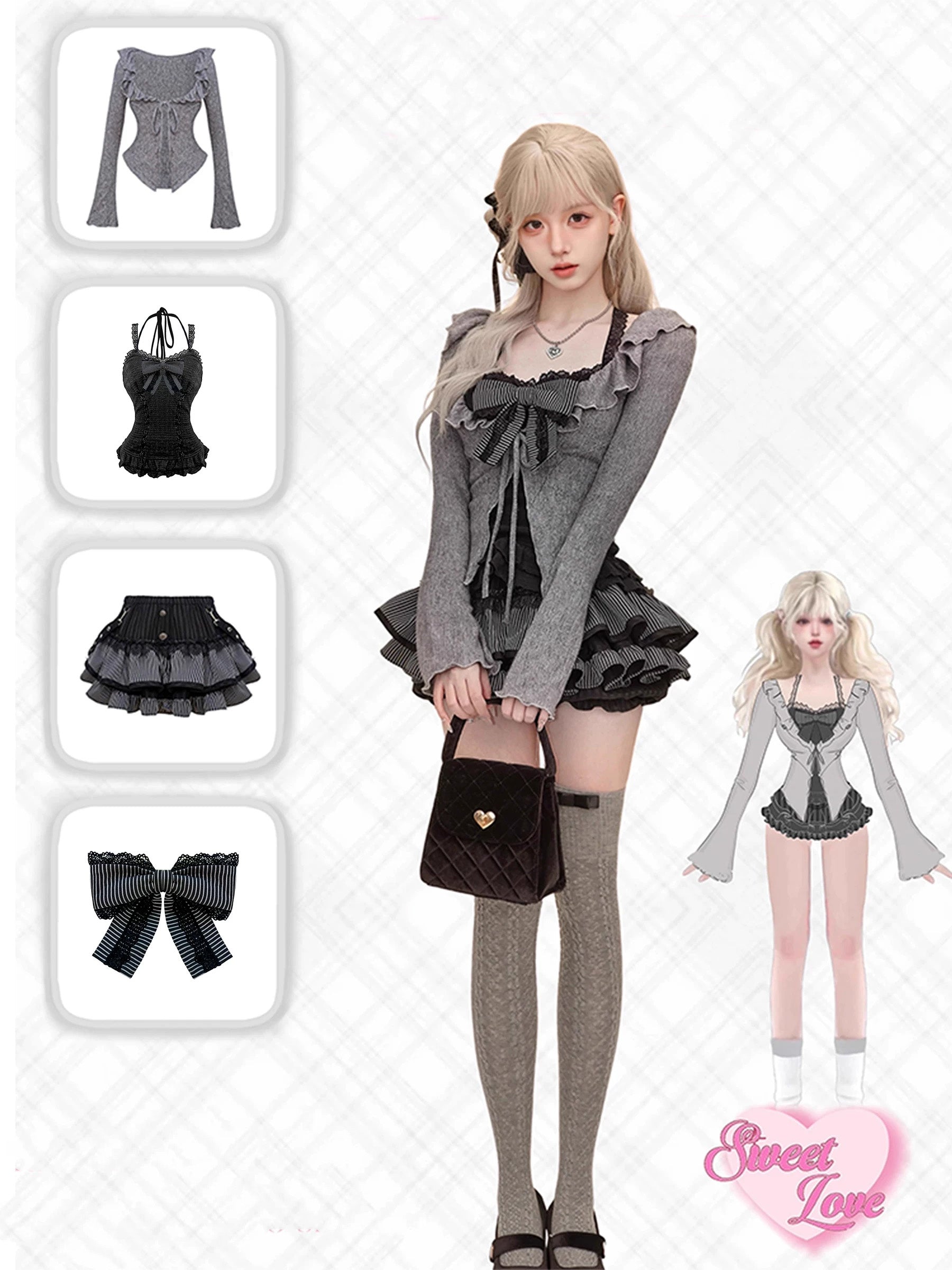 Gothic Knitwear Set - Dark Academia Cosplay Costume