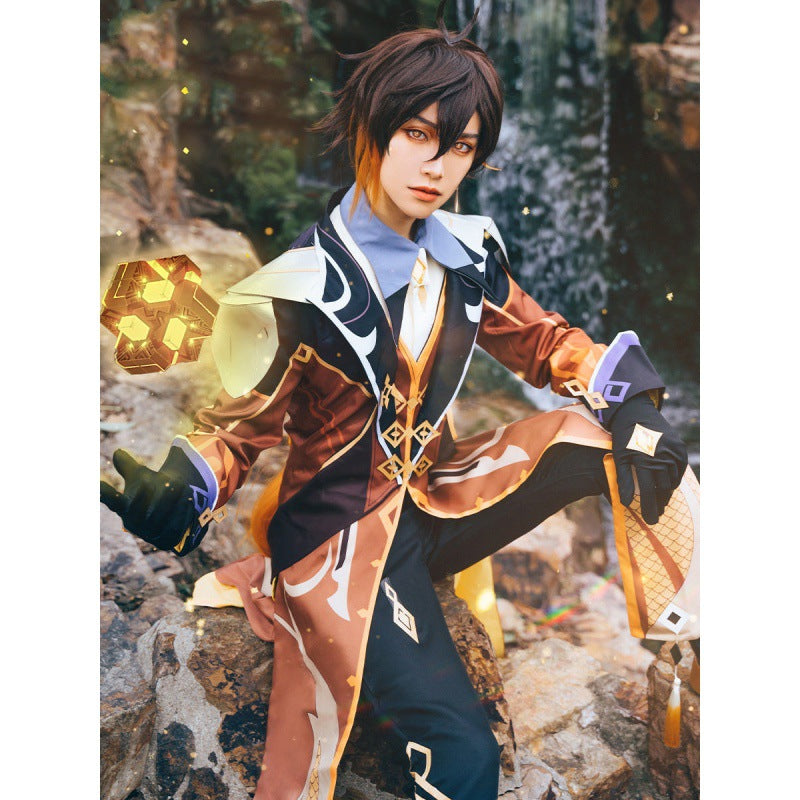 Zhongli Cosplay Costume - Genshin Impact Full Set Outfit with Wig and Shoes