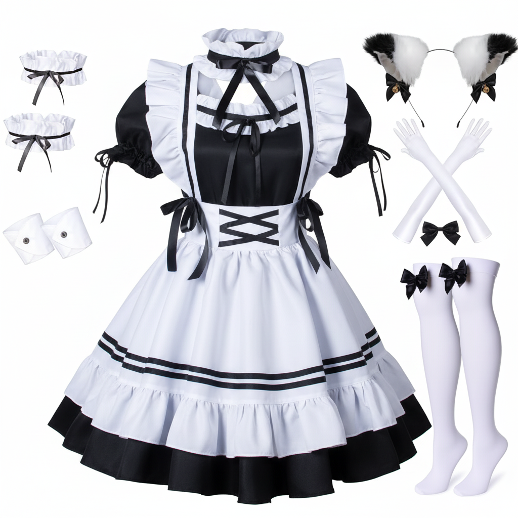 Black and White Maid Cosplay Costume Set