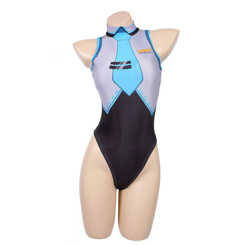 Teal Twin Miku Tails Swimsuit Cosplay Costume - Beach Idol Outfit