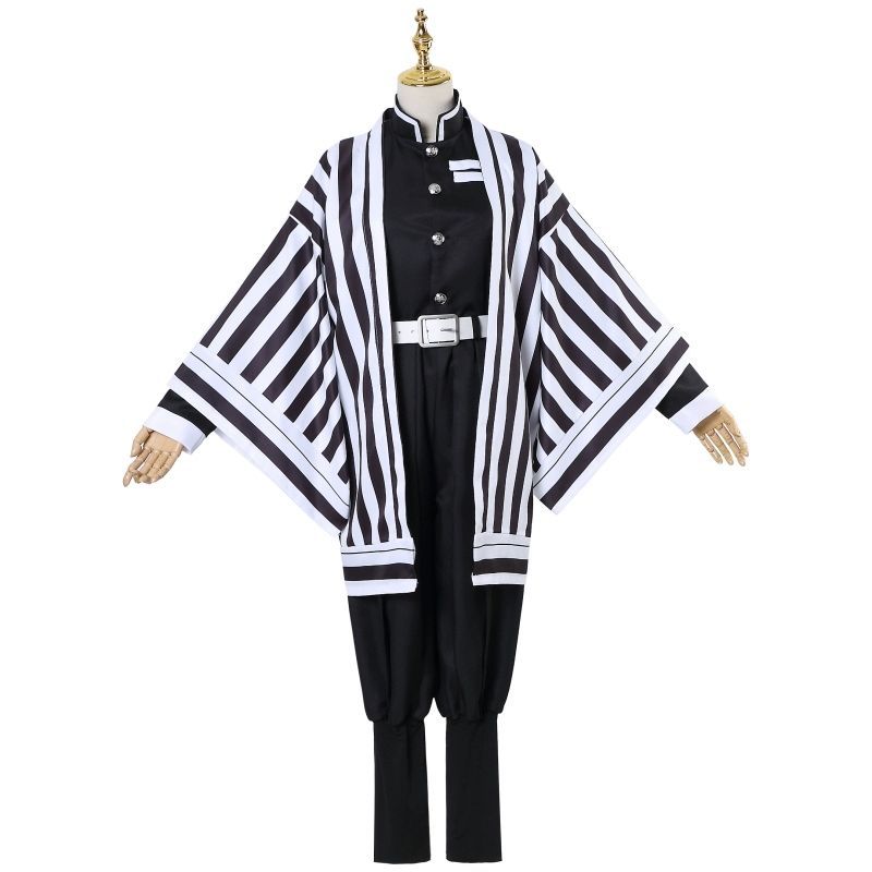 Serpent Breathing Pillar Cosplay Costume - Striped Haori Demon Hunter Outfit