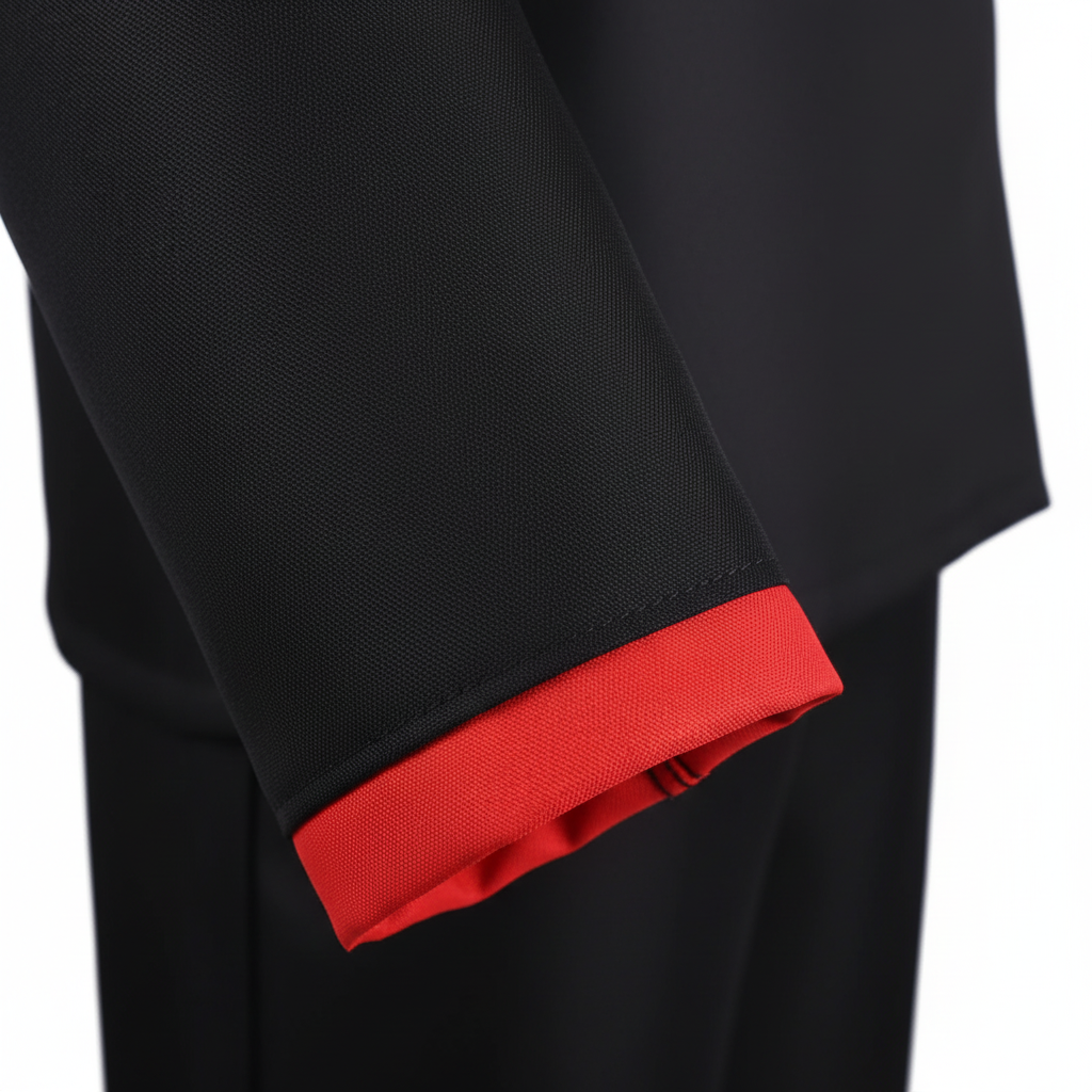 Sleeve cuff with red trim detail